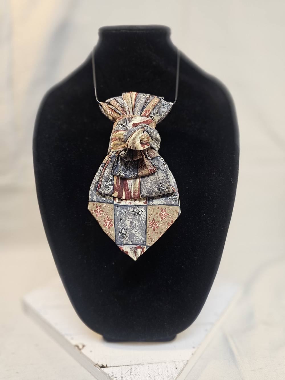 Women's Handcrafted Patchwork Knot Necktie Pendant Necklace